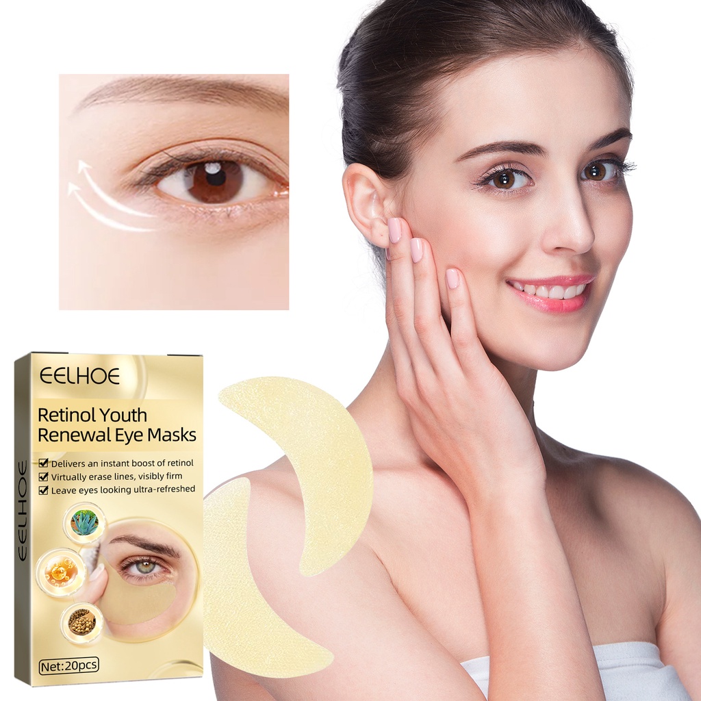 EELHOE Masker Mata Eye Patches Eye Mask - Retinol Gel Masker Wajah Mencerahkan Melembabkan Anti-Kerut Anti-Aging Remove Dark Circles Kantung Mata (20 Pcs/10 Pairs)