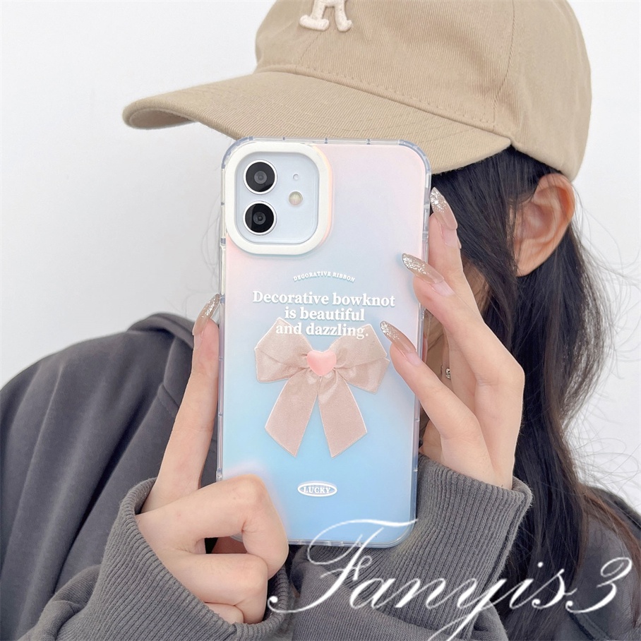 Compatible For IPhone 14 13 12 11 Pro Max X XR Xs Max 8 7 Plus SE 2020 Kompatibel Untuk Ikatan Simpul Cantik IMD Gradiasi Laser Casing Ponsel TPU Lembut Shockproof Cover Pelindung