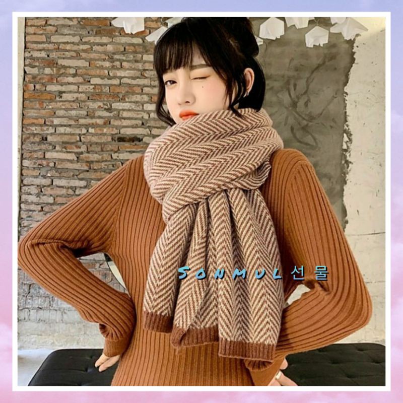 IMPORT WOMAN MAN WINTER ADELLE LONG SCARF SHAWL SYAL PANJANG WANITA PRIA MUSIM DINGIN GUGUR HANGAT