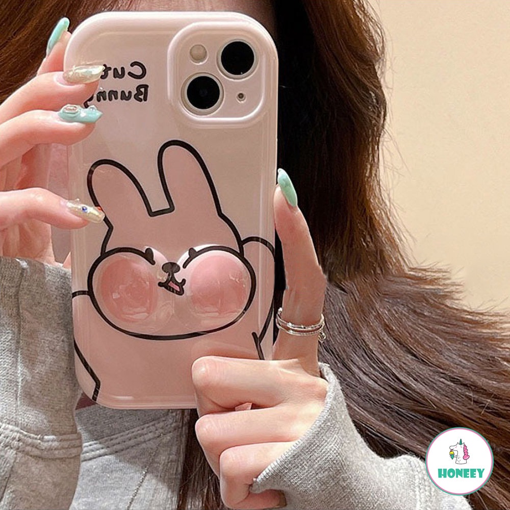 IPHONE Casing Ponsel Dekompresi Bunny Puppy 3D Yang Indah Untuk Iphone13 Pro Max14 12 11 14 Plus Penutup Belakang Pantat Lucu