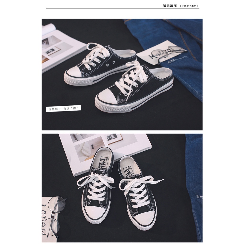 ❀ Chingu ❀ SEP029 (Tanpa Kotak) Sepatu Sneakers Wanita Setengah Kanvas Fashion Banyak Warna Pakai Tali Sporty Model Korean Casual Sport Olahraga Import COD