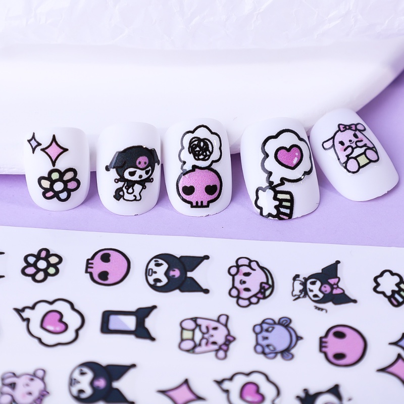 [Harga Grosir] [Unggulan] 1lembar Kartun Lucu Kuromi Melody Nails Stiker 3D Sanrio Anime Nail Tape Perekat Transfer Air Nail Decal Manicure Art Dekorasi Alat Makeup Kuku