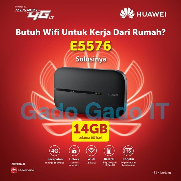 Mifi Router HUAWEI E5673 Speed 4G LTE Bundling Telkomsel 14GB