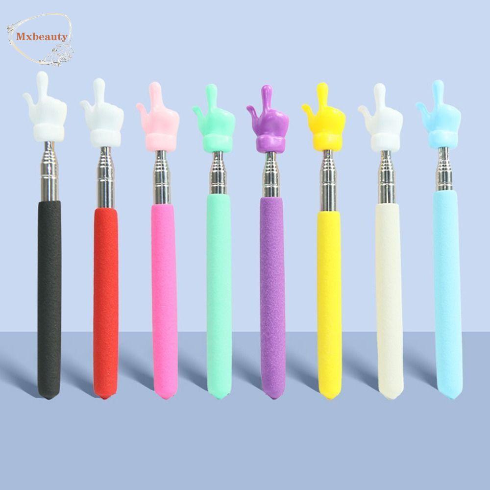 Mxbeauty Penunjuk Khusus Guru Kantor Stainless Steel 8warna Papan Putih Kelas Pointer Stick Alat Peraga Pertemuan Papan Tulis Jari Panduan Membaca