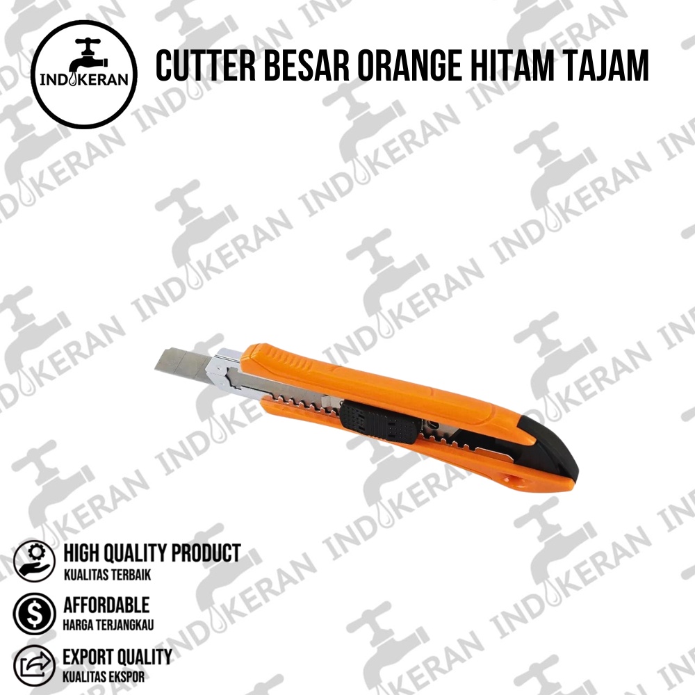 INDOKERAN - Cutter Besar Orange Hitam Tajam