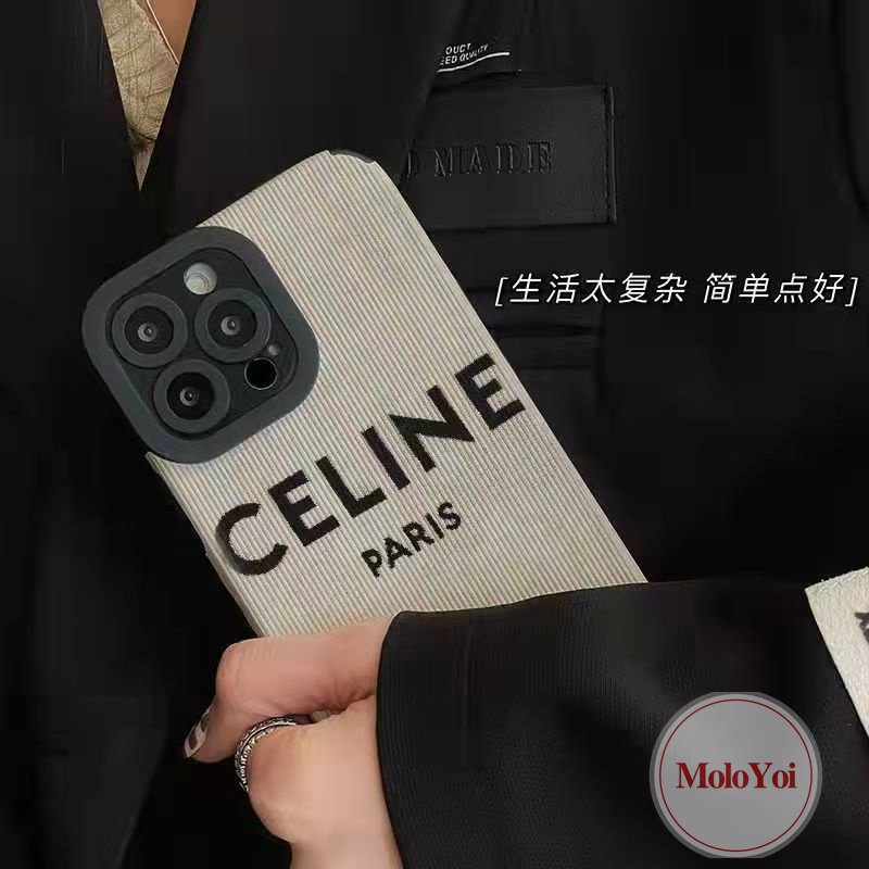 IPHONE Casing Kompatibel Untuk Iphone7 8 Plus XR 12 13 14 Pro MAX 11 Pro MAX X XS MAX 7Plus 8Plus Tekstur Kulit Mewah Merek Trendi C-E-L-I-N-E M.L.B Silicon Lembut Casing Ponsel Tahan Guncangan