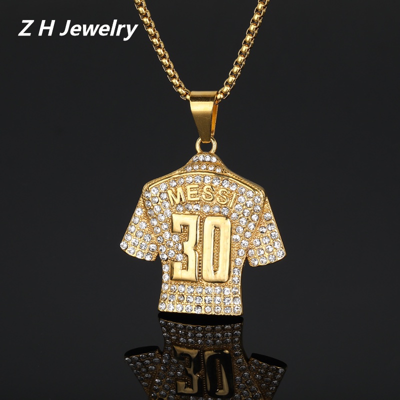 Z H Perhiasan Piala Dunia Jersey Ukuran30Pria Fashion Custom Kalung Retro Hip Hop Pesta Perhiasan Aksesoris Hadiah Ulang Tahun