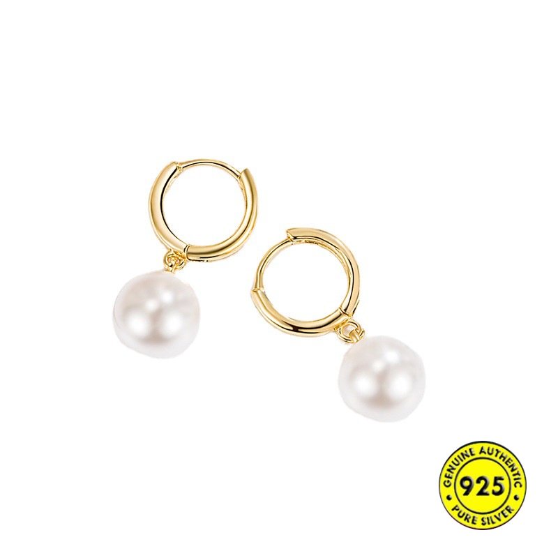 Klip Telinga Mutiara Shell Emas 18K Ringan Mewah Simple Elegan U1813