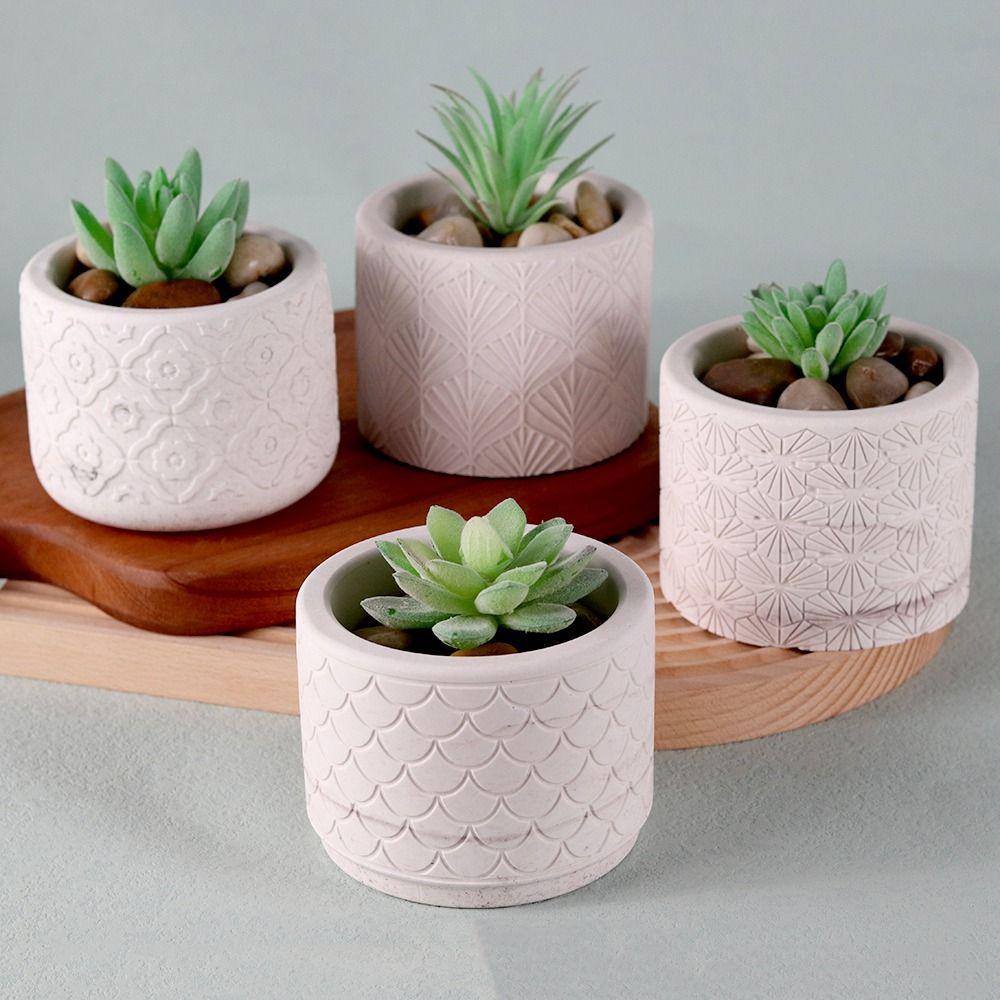 [Elegan] Cetakan Pot Bunga Resin Silinder Semen Berkebun Gypsum Succulent Pot Mold