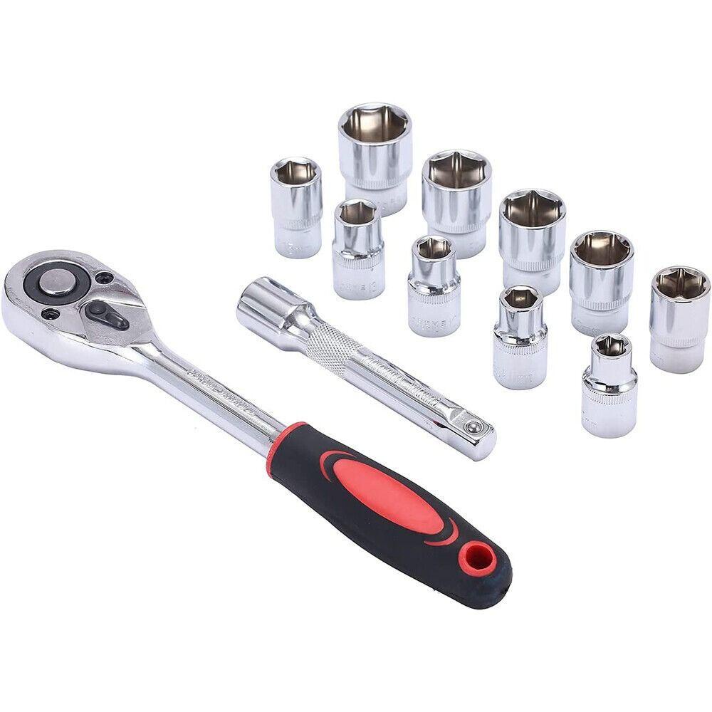 TOP 12pcs 1/2 ''Socket Set Multifungsi Alat Listrik Obeng Set Ratchet Wrench