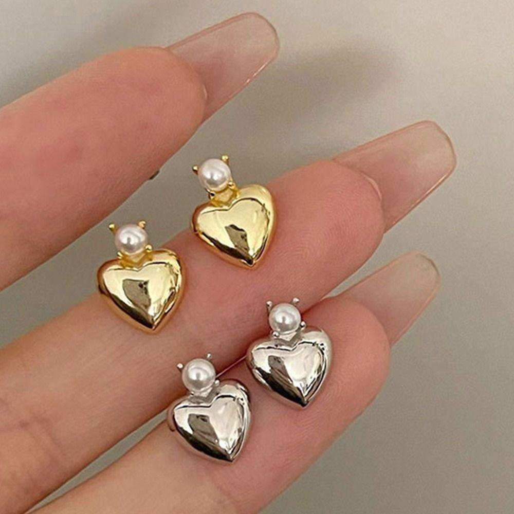 Mxbeauty Anting Love Manis Simple Tembaga Glossy Tidak Alergi Vintage Aksesoris Gaya Korea