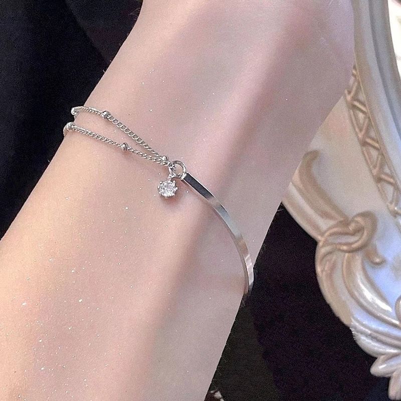 Gelang Geometris Bahan Alloy Zircon Populer Untuk Anak Perempuan