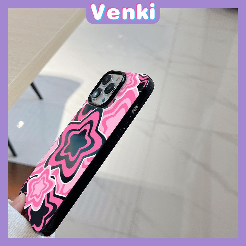 VENKI - For iPhone 11 iPhone Case Black Glossy TPU Soft Case Shockproof Protection Camera Cool Purple Pink Stars Compatible with iPhone 14 13 Pro max 12 Pro Max xr xs max 7 8Plus