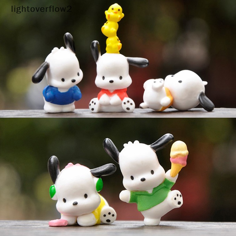[lightoverflow2] 5pcs/set Kawaii Sanrios Anime Pochacco PC Dog Ornaments Q Version Gacha PVC Angka DIY Patch Aksesoris Boneka Hadiah [ID]