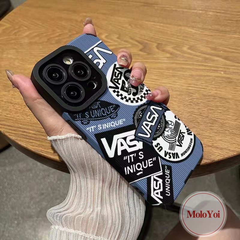 Trendy Merek VASA Gaya Eropa Dan Amerika Case Kompatibel Untuk iPhone XR XS X Max11 14 13 12 Pro Max8 7 Plus 7Plus Tekstur Kulit Mewah Lembut Silicon Phone Cover