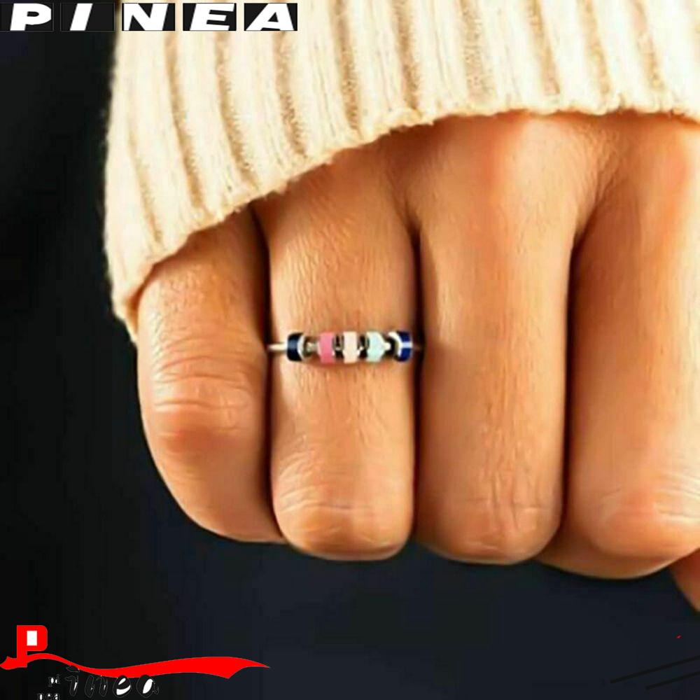 Cincin Fidget Enamel Berputar Nanas Aksesoris Fashion Dengan Manik-Manik Spinner Untuk Wanita Perempuan Enamel Ring Warna-Warni