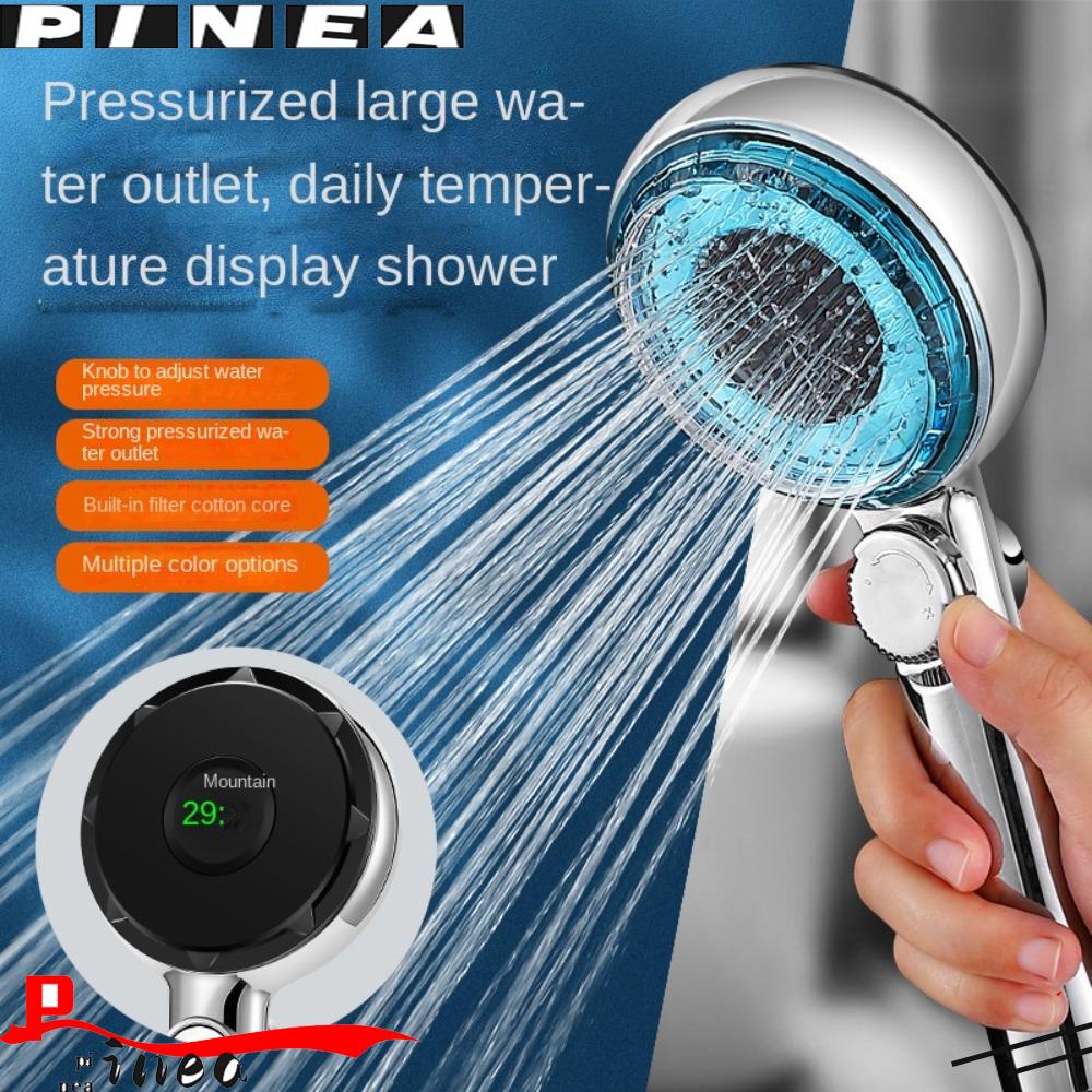 Kepala Shower Genggam Nanas Semprotan Pijat Bertekanan Kontrol Suhu Air Pengatur Aliran Air Water-Saving Switch Type