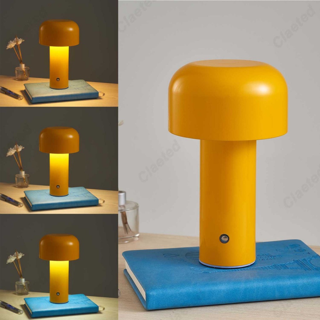 Lampu Meja Hias LED Model Jamur Mushroom Unik 3 Color USB Rechargeable