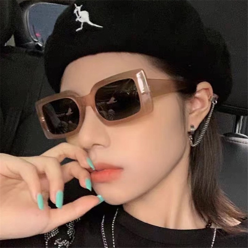 Kacamata Kotak Eropa Amerika/Fashion Vintage Mempesona PC Sunglasses/INS Rectangle Sun Glasses