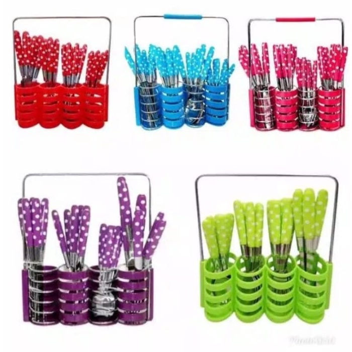 sendok set warna polkadot 24pcs