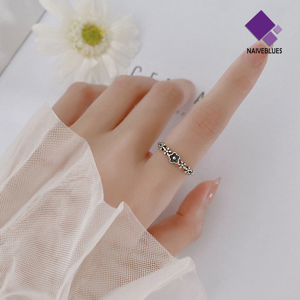 &lt; Naiveblues &gt; Cincin Gaya Retro Desain Bunga Ramah Kulit Opening Design Girls Rings Untuk Dipakai