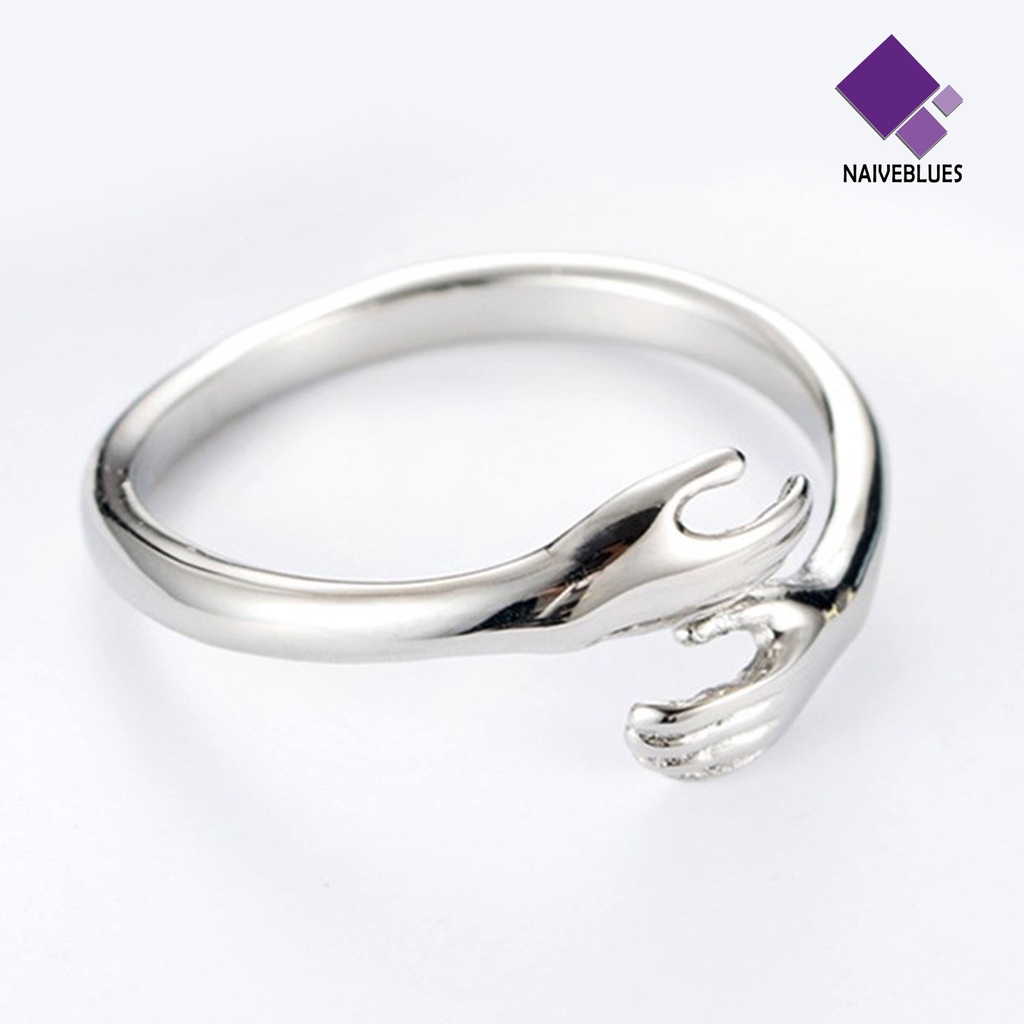 &lt; Naiveblues &gt; Cincin Jari Wanita Kreatif Dapat Disesuaikan Peluk Tangan Merangkul Perhiasan Terbuka Untuk