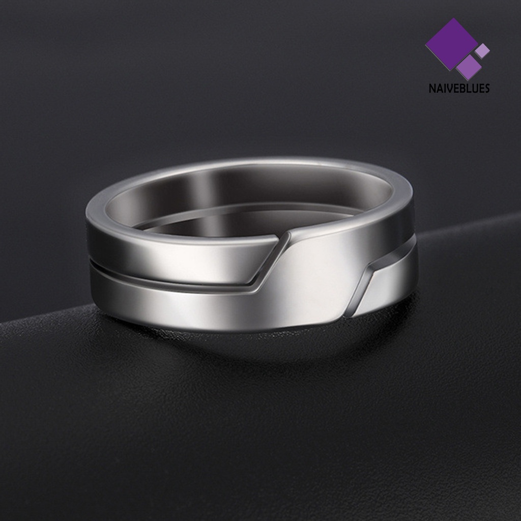 &lt; Naiveblues &gt; Cincin Couple Klasik Geometri Glossy Hias Semua Pertandingan Perhiasan Anti Karat Wanita Pola Kepribadian