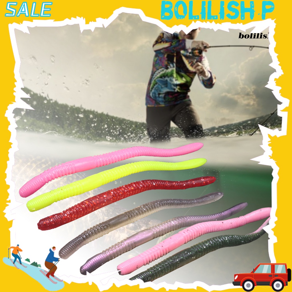 Bo-10pcs 11.5cm/4.2g Soft Lure Pola Spiral Simulasi Menggoda Angling Ekor Panjang Cacing Tanah Umpan Palsu Memancing Luar Ruangan