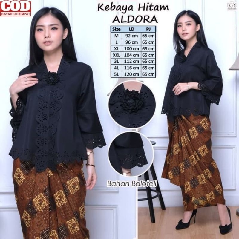 Kebaya Encim Modern Aldora Hitam Laser Cut Kebaya Moderen Hitam Polos