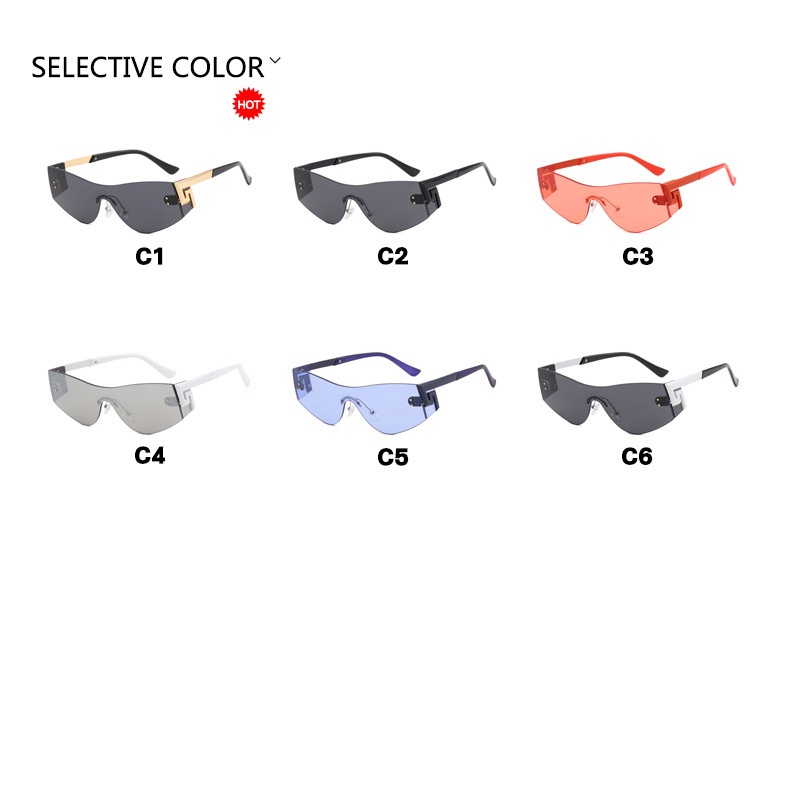 (YUZHU) One Piece Rimless Sunglasses Y2K Mercury Sheet Sunshade Babes Sunglasses