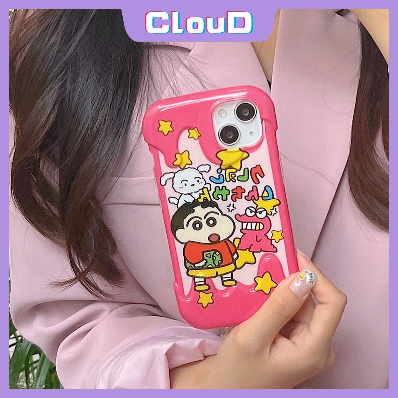 IPHONE Case 3D Ice Cream Cute Hello Kitty Kompatibel Untuk Iphone11 13 14 12 Pro Max 7Plus 8Plus XR X XS Max7 8 Plus SE 2020 Kartun Korea Crayon Shin-chan Pochacco Kuromi Soft Cover