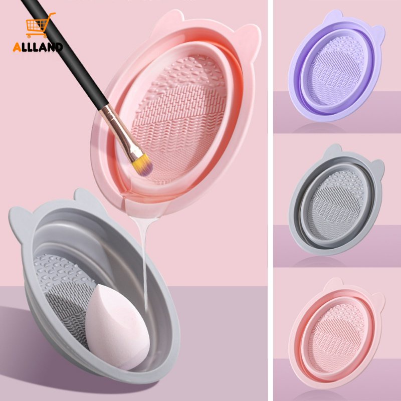 Sikat Lipat Silikon Bentuk Telinga Kelinci Cuci Mangkok/Reusable Beauty Egg Cleaning Pad/Brushes Makeup Scrubbe Board