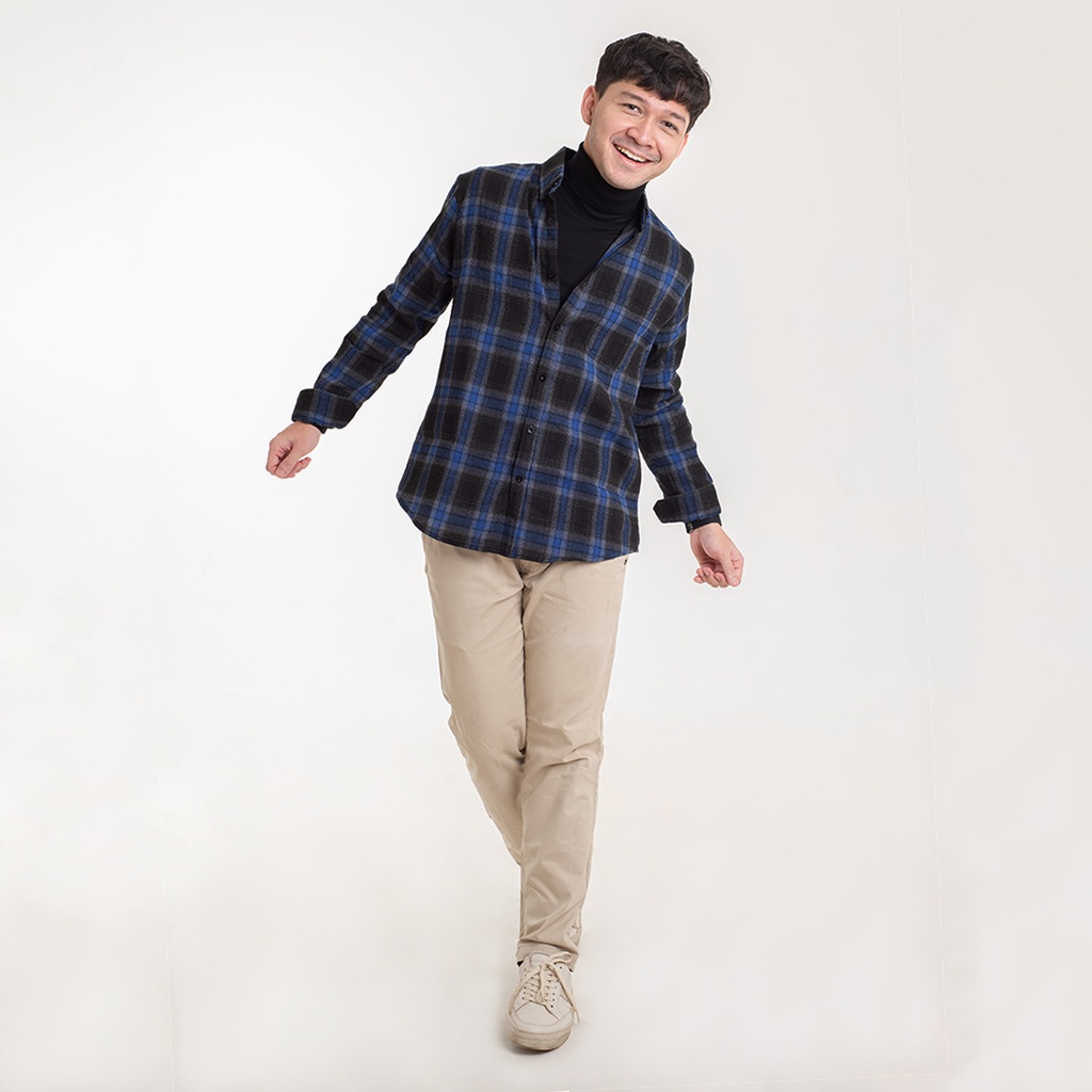 Kemeja Flanel Pria WOODCUTTER Blue Advan Flannel Shirt Lengan Panjang