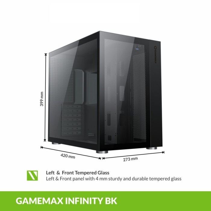 Casing GameMax Infinity Black ATX PC Case