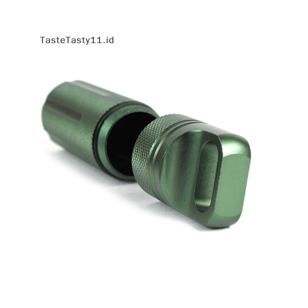 Tastetasty Aluminium Alloy Botol Wadah Pil Kedap Udara Portabel Outdoor Single Chambe.