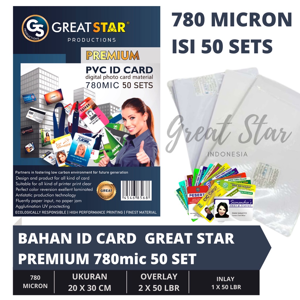 

PVC Id Card /BAHAN ID CARD GREAT STAR PREMIUM 780mic 50 SET