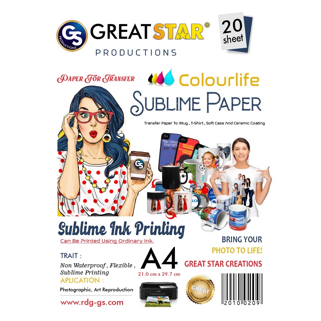 

SUBLIME PAPER/TRANSFER PAPER/KERTAS SUBLIME A4/20 lembar