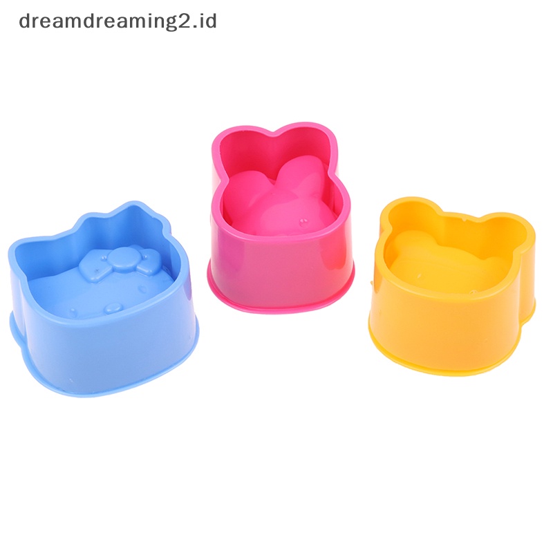 (drea) 3pcs Cetakan Dapur Untuk Sushi Onigiri Kartun Bunny Kitty Bear Rice Ball Mold//