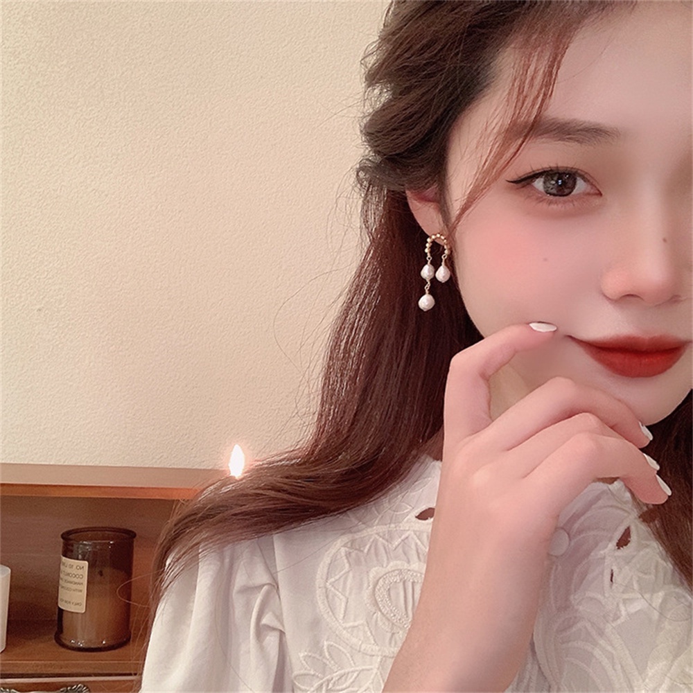 Anting Rumbai Mutiara Korea Desain Tinggi Rasa Studs Earring Earstuds Perhiasan Aksesoris