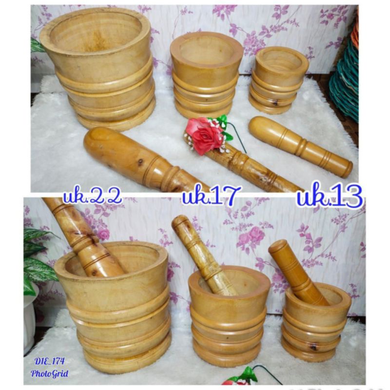 Lumpang/Alu kayu diameter 13,17,&22 cm
