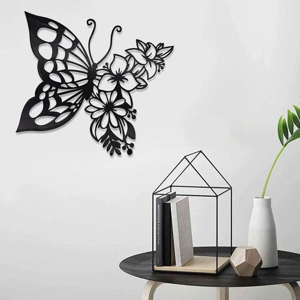 [Elegan] Ornamen Kupu-Kupu Elegan Pagar Serbaguna Gantung Besi Art Hollow Butterfly Dinding Untuk Kamar Tidur Kerajinan Logam