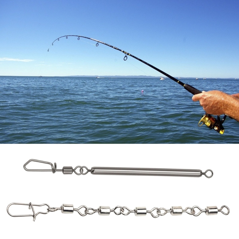 Matahari 10 Pcs Kekuatan Tinggi Snap Putar Rolling Konektor Tackle Stainless Steel Memancing Barel Putar Safety Snaps Swive