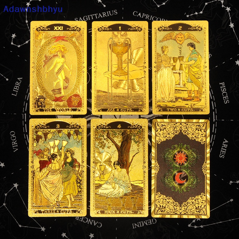 Adhyu New Arrive Foil Emas Tarot Oracle Card Destination Fate High Quality Tarot Deck Bermain Kartu Bithday Gift Drink Game ID