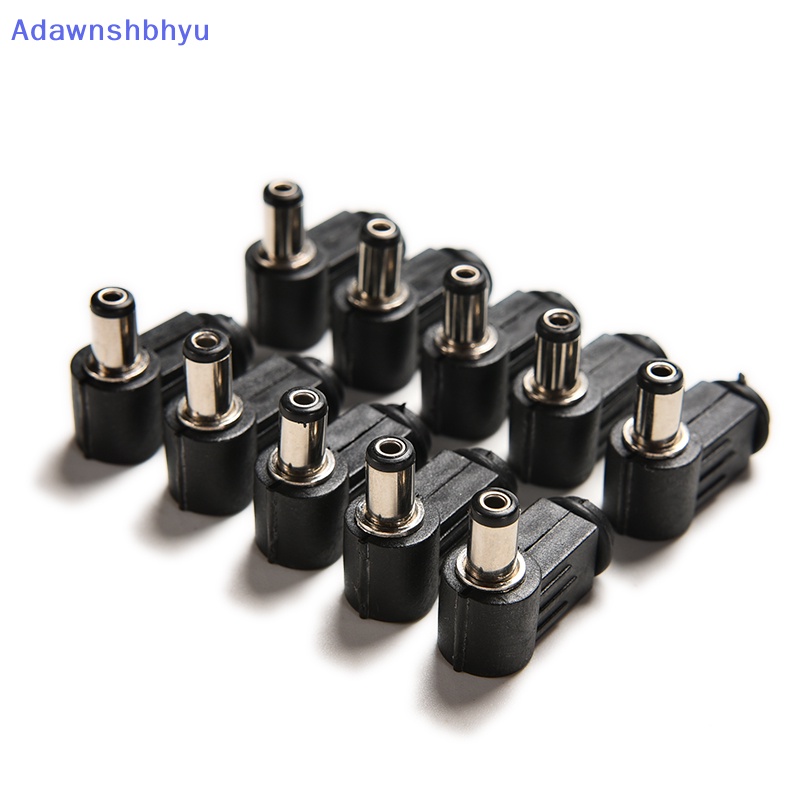 Adhyu 10pcs Sudut Kanan 2.1x5.5mm 2.1mm DC Power Male Plug Solder Konektor Hitam ID