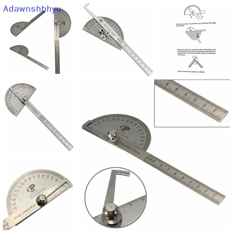 Adhyu 100mm Stainless 0-180 Degree Steel Busur Derajat Angle Finder Arm Rule Alat Ukur ID