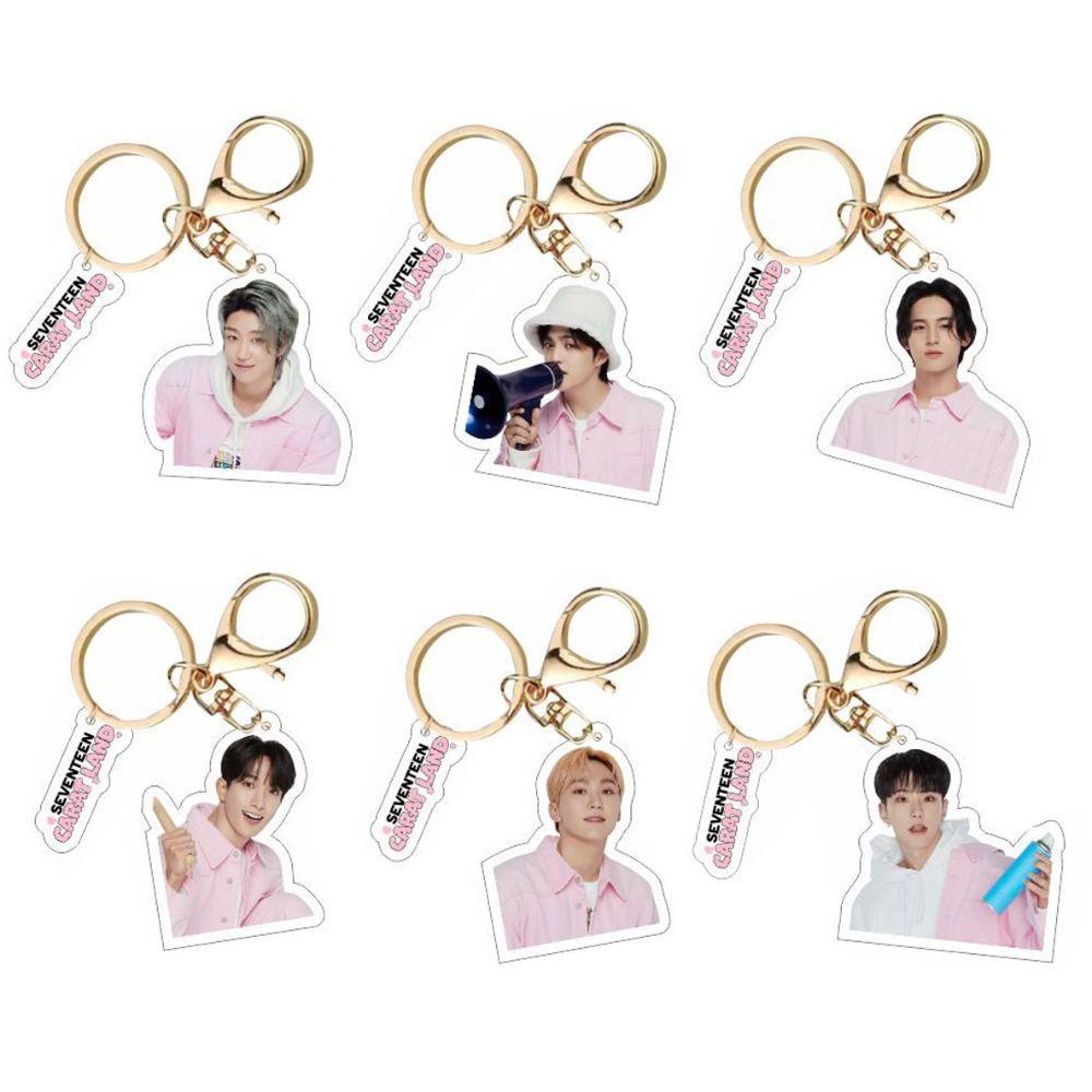 QUINTON Seventeen Gantungan Kunci Kpop Hadiah Tempat Kunci Mobil Perhiasan Handbag Charms Hanging Decoration Acrylic Seventeen Keyring