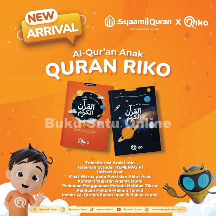 ⭐PROMO BUKU (COD)⭐ Al Quran Anak Riko The Series - Transliterasi Terjemah Tajwid - Orange