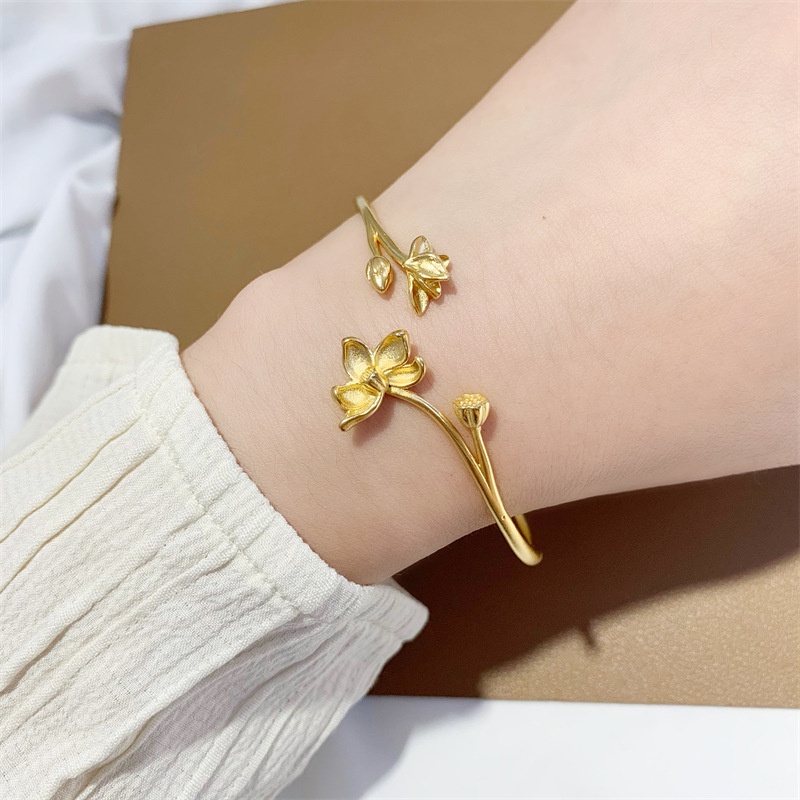 Gelang Bunga Fashion Wanita Emas Asli Kadar 375 Wanita Hadiah Perhiasan Gadis SZ23005