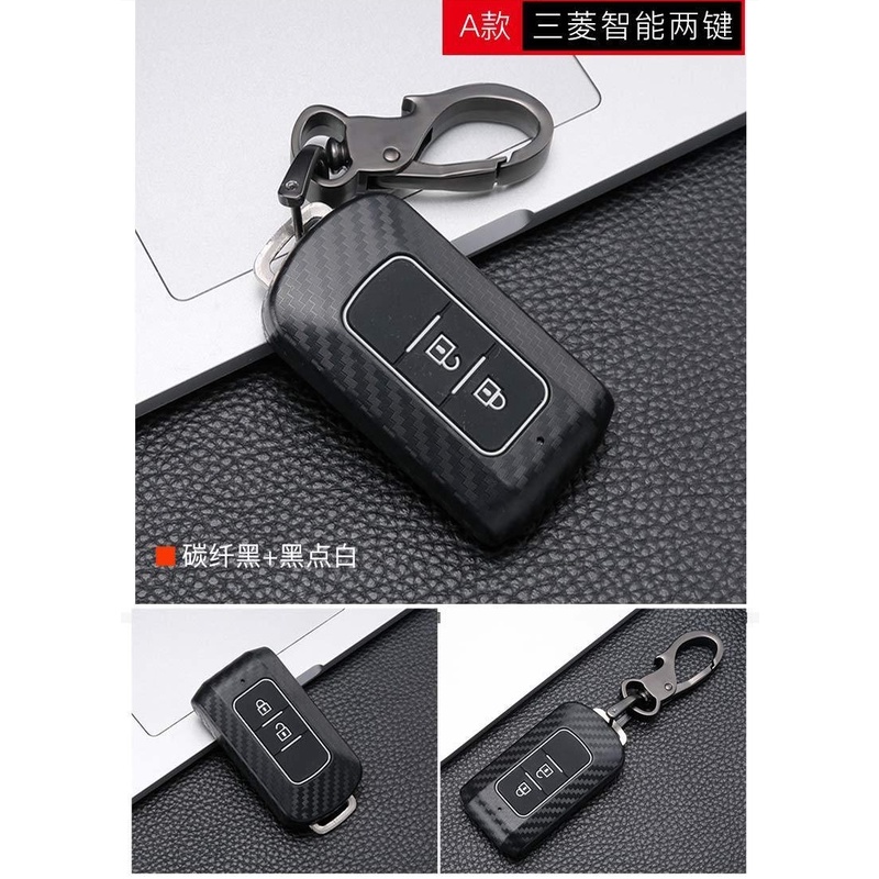 Untuk Mitsubishi Pajero Outlander ASX Eclipse Cross Montero Xpander remote control key case Dengan Serat Karbon grain remote control case Kunci Mobil