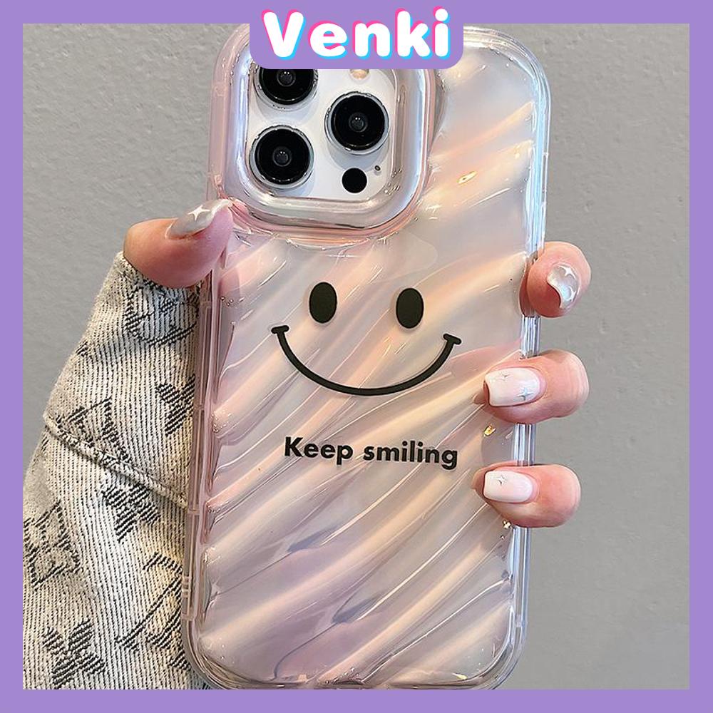 VENKI - For iPhone 11 iPhone Case Laser Reflective Transparent Phone Case TPU Soft Shockproof Airbag Case Protective Smile Face English Compatible with iPhone 14 13 Pro max 12 Pro